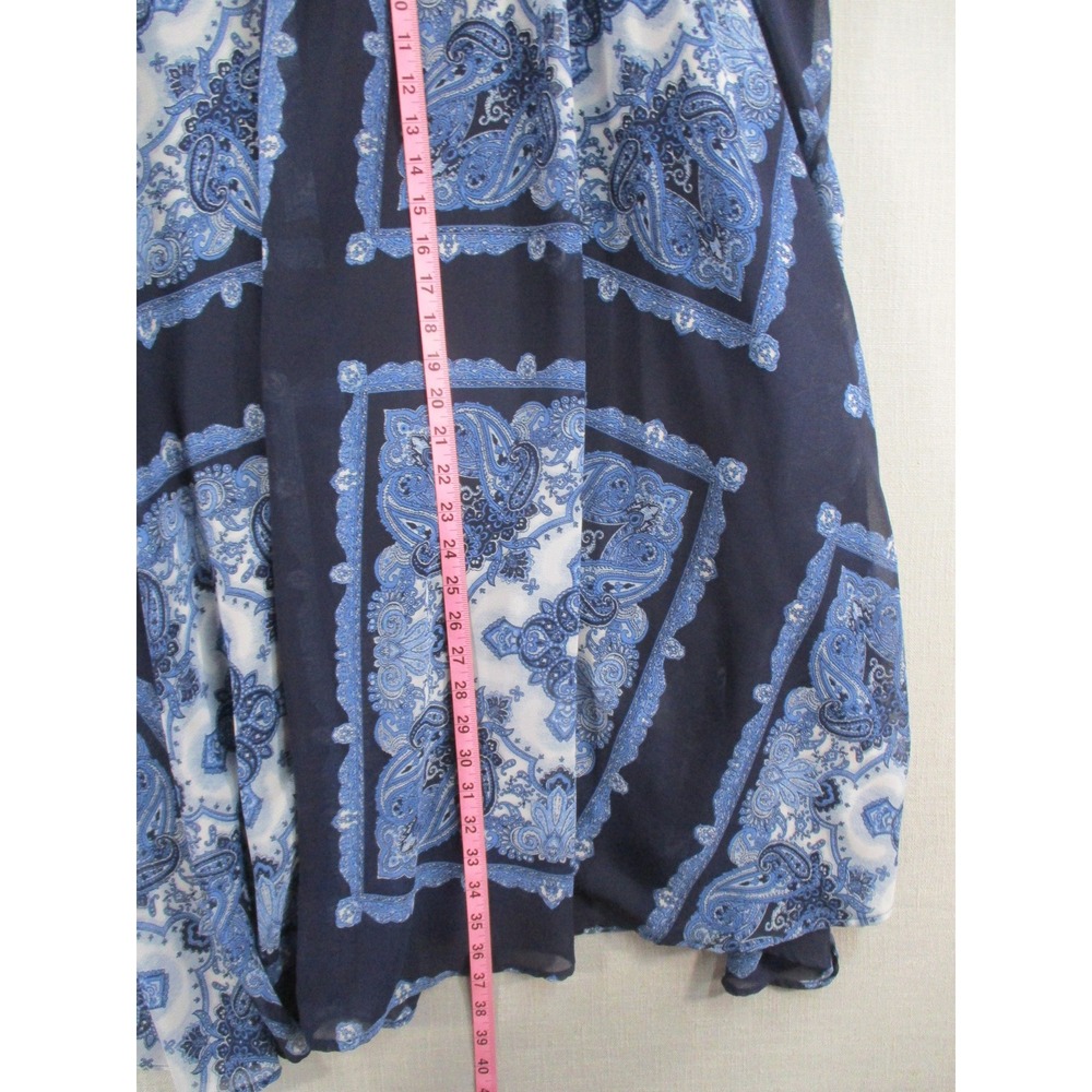 Truly 4 You Womens Navy Blue Paisley Smocked Waist Midi Skirt Large L Bandana - Picture 8 of 11
